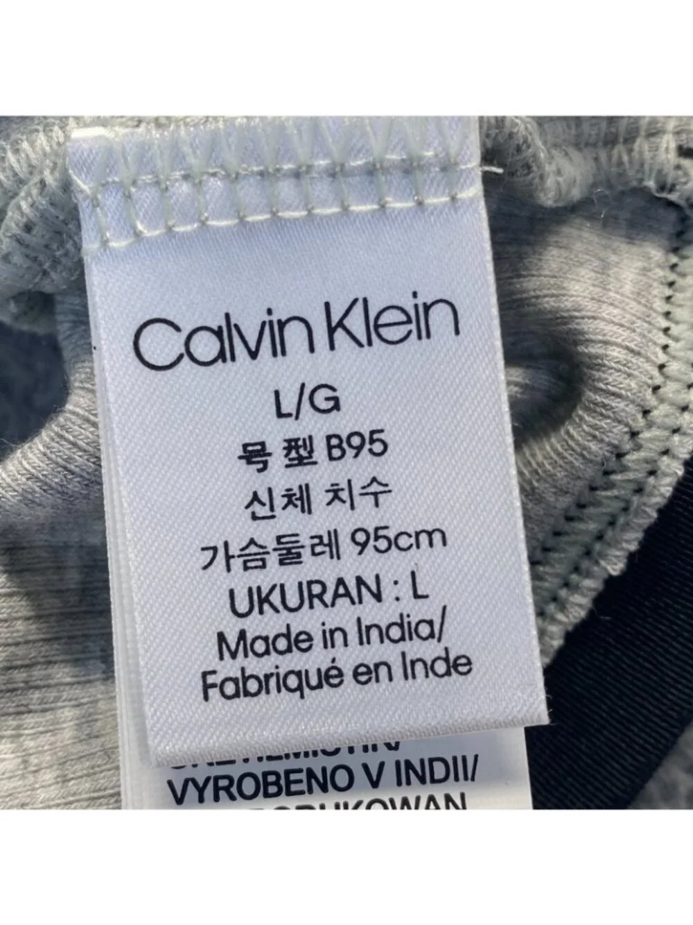 Calvin Klein Women`s Lightly Lined Ribbed Bralette  Size L Color  Grey